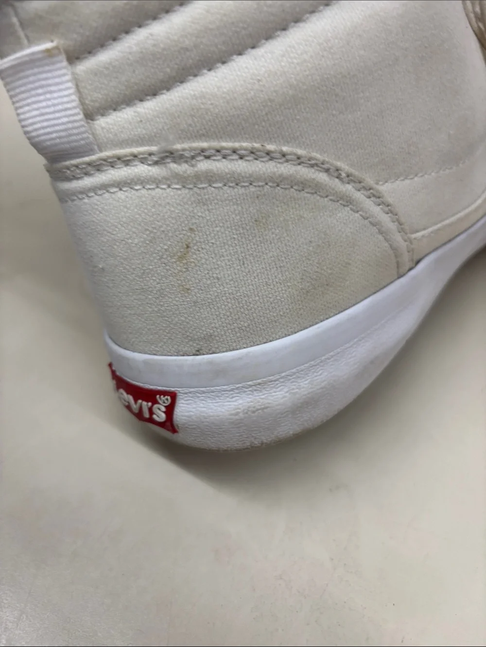 Levi's Men's High-Top Canvas Sneakers in Cream/White